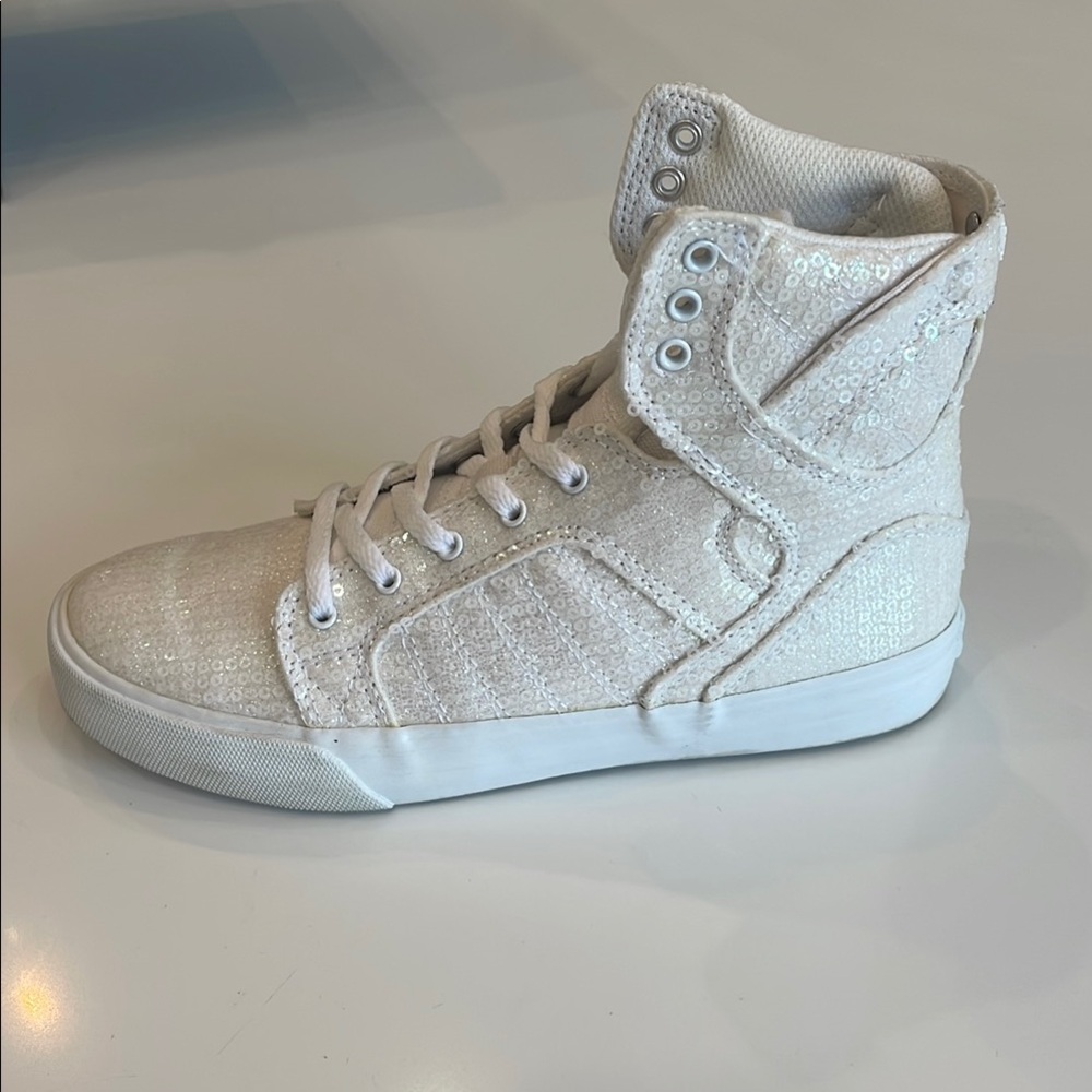 Supra White Sequin High-Tops
